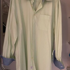 Peter Millar Light Green Striped Button Down Shirt